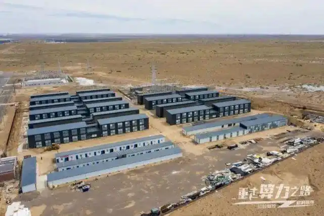 A large-scale mining farm with rows of mining machines